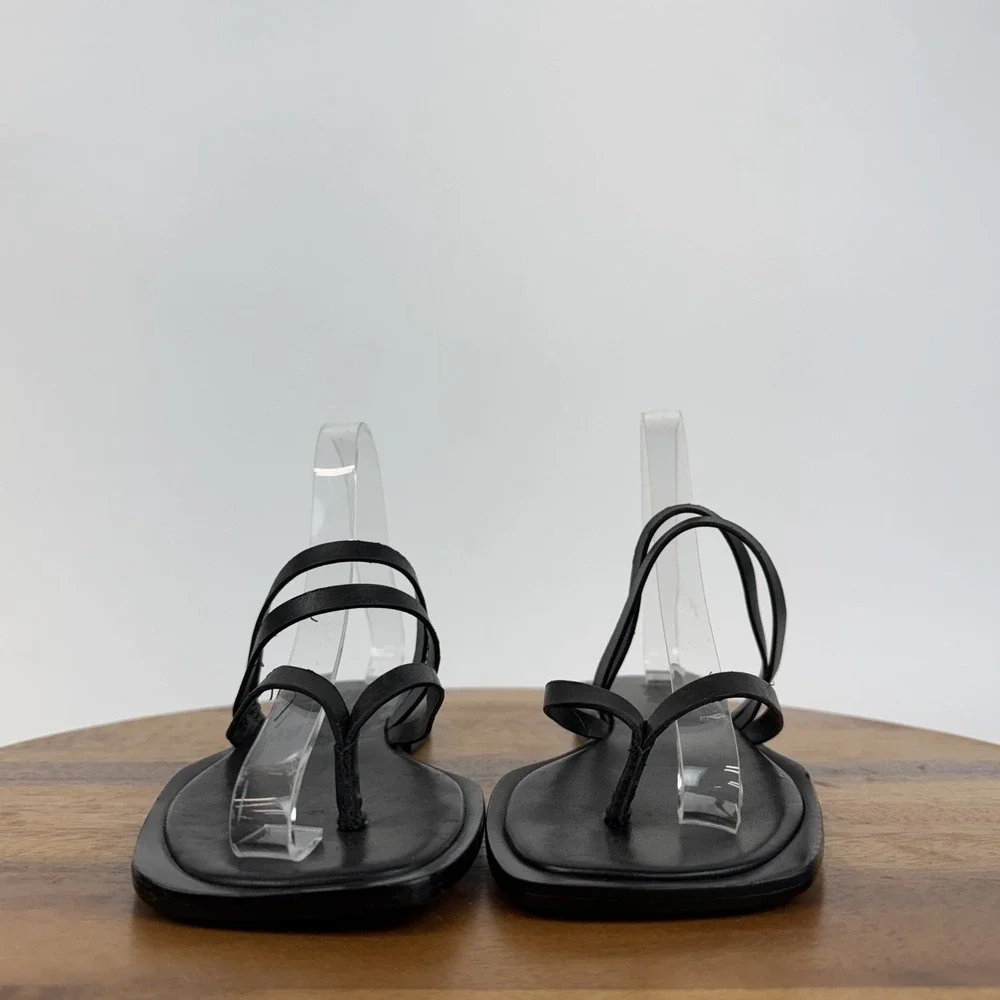 New NWOB Womens Schutz Rania Leather Strappy‎ Slip On Sandals Black Size 7 M